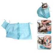 Cat Grooming Bag Adjustable Anti-Bite Cat Restraint Bag for Nail Trim Examining Ear Clean-Sky Blue