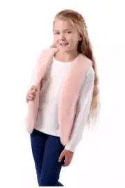 Jona Michelle Girls' Faux Fur Vest, Blush, XS(3T/4T)