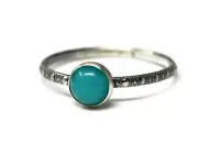 6mm Amazonite Ring Beaded Skinny Band 925 Sterling Silver