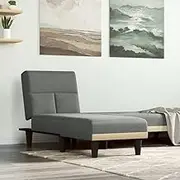 Dark Grey Convertible Chaise Longue Sofa Bed-Fabric Upholstered Recliner with Adjustable Armrest for Indoor Living Room,Bedroom,or Small Spaces-Comfy Chair Couch for Relaxation and Storage,55x155x33cm