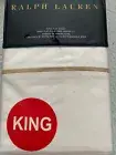 RALPH LAUREN RL PALMER Percale Cotton KING Flat Sheet White BRNSD CHMS NWT $185