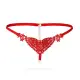 【BoBo 女人香】愛心 刺繡珍珠按摩開檔情趣內褲/性感情趣內衣睡衣(紅)