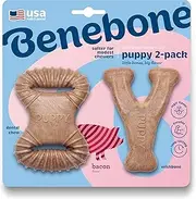 Benebone Puppy Pack Dog Chew Toys, Made in USA, Real Bacon Flavor