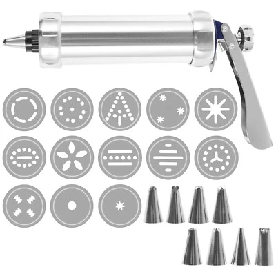 Cookie Press Kit DIY Biscuit Maker Press Kit w/ Nozzles and Cookie Discs ღ