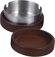 OATIPHO Wooden Ashtray with Lid Portable Windproof Ash Holder Stainless Steel Liner for Indoor and Outdoor Use Stylish Ash Tray for Home Office Patio and Table Decor