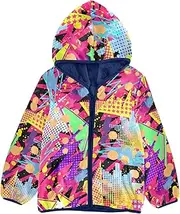 [GuoChe] Girls Sherpa Lined 1970s Disco Retro Grunge Graffiti Boys' Outerwear Jackets Navy Blue Warm Baby Boy Clothes 3-10T