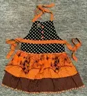 Pier 1 Imports Halloween Polka Dot Spider Web Hostess Apron Black & Orange NWT
