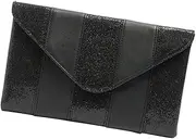 [ROMISBABA] Black Sequin Clutch Bag for Women Stylish Envelope Pouch Handbag Lightweight PU Leather Storage Bag Chic Design for Phone Wallet Essentials for Parties Outings