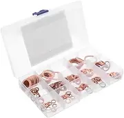 ULTECHNOVO 150pcs Copper Crush Washer Oil Drain Plug Sealing Gasket Durable Metric Flat Washers Assortment for Automotive Household and DIY Use Multiple for Leak Prevention