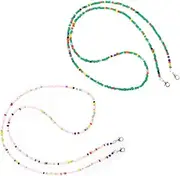 FOYTOKI 2pcs Beaded Lanyard Holder Lightweight Neck Hanging Straps for Sunglasses Accessories Comfortable Skin Friendly Design for Outdoor Use