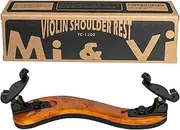 MI&VI Violin Shoulder Rest - Real Maple Wood, Round, Collapsible, Adjustable, Excellent Support Grip (Violin 4/4-3/4& Viola 14"-13")