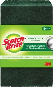 Scotch-Brite Heavy Duty Scouring Pad, Dish Scrubber for Kitchen + Outdoor, 8 Scr