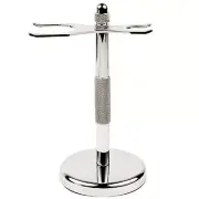 Chrome Safety Razor & Shaving Brush Stand from Super Safety Razors Metal Frame