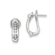 Sterling Silver Diamond Omega Back Earrings