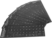 Gadpiparty 10pcs Keyboard Stickers Black Background with White Lettering Durable Keyboard Skin for Easy Letter Replacement for Worn Out Keys Great Language Learners