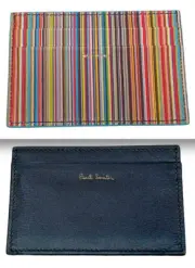 Paul Smith Calf Leather Wallet Signature Artist Stripe Card Holder Italy New Box