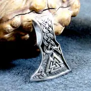 Large Solid 925 Sterling Silver Viking Thor's Hammer & Valknut Slide Pendant