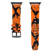 Snake Skin Texture Top-grain Leather Strap for Apple Watch Series 4 40mm / 3 & 2 & 1 38mm(Orange)