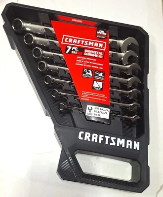 CRAFTSMAN Combination Wrench Set 7 Piece 12-Point Stand (SAE) Chrome Long Panel