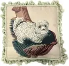 Wool Needlepoint & Petit Point Throw Pillow Baby Poodle Dog Cushion 16x16