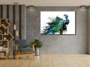 Blue Peacock Wall Art Canvas Unframed Print Art