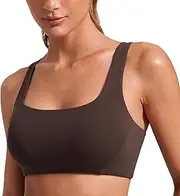[CRZ YOGA] Butterlift Double Lined Square Neck Sports Bras for Women - Wireless V-Shaped Racerback Workout Yoga Bra Non Padded