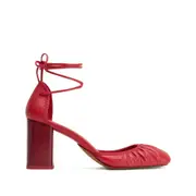 [Lemaire] Lemaire 85mm Micro Ballerina 85 Gathered-toe Lace-up Flats 38 IT RED