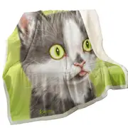 Yearning Grey Kitty Cat Throw Blanket
