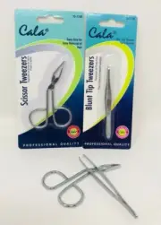 Scissor Tweezers Slant Tip Square & Blunt Tip Tweezer Hair Removal Eyebrow