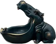 Hippo Fruit Plate, Key Bowl for Hallways Hippo Candy Dish Wide Mouth Resin Funny Candy Dish, Decorative Ceramic Hippo Ornament, Desktop Candy Jar, for Remote Controls Keys Cell, Candies (Blue)