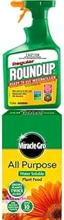 Roundup Regular Ready to Use Weed Killer (1L) + Miracle-GroAll Purpose Soluble Plant Food Fertiliser