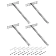 4Pcs 6 Inch Wall Mounting Floating Shelf Bracket Blind Shelf Support, Silver