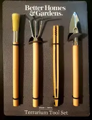 Better Homes & Gardens Terrarium Tool Set Wood Metal Rake Shovel Brush Tweezers