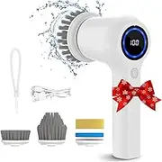 Electric Spin Scrubber Electric Cleaning Brush Cordless Power Scrubber with 4 Replaceable Brush Heads Handheld Power Shower Scrubber for Bathtub, Floor, Wall, Tile, Toilet, Window, Sink