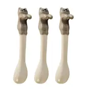 3x Urban 12cm Cat Ceramic Hanging Spoon Animal Stirrer For Coffee Cup/Mug Grey