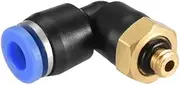 uxcell Push to Connect Tube Fitting Male Elbow 6mm Tube OD x M5 Thread Pneumatic Air Push Fit Lock Fitting Blue 2pcs