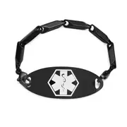 Personalised Black Chain Medical Alert Bracelet