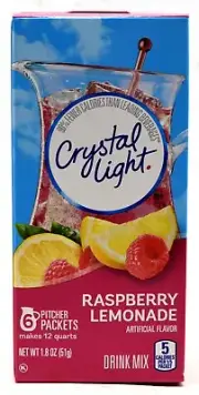 8 12-Quart Boxes Crystal Light Raspberry Lemonade Drink Mix