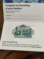 New Lowe’s Junior Builder Award Patch