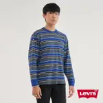 【LEVIS 官方旗艦】男款 寬鬆版長袖條紋T恤 / 迷你字母LOGO 熱賣單品 A6887-0009