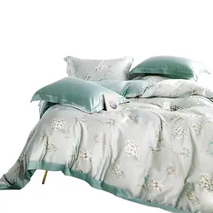 【岱思夢】枕花眠-綠 60支 100%天絲床包組 鋪棉床罩組 雙人 加大 特大 TENCEL 天絲 床包 床罩