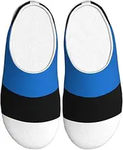 [EdWal] Flag of Estonia print Winter Warm Slippers Indoor Anti-skid Plush Slippers Relaxing at Home for Women Men