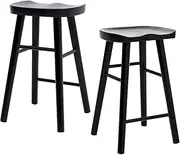La Bella 2 Set Wooden Bar Stool 65cm Frida Pine Wood Counter Kitchen Barstools Cafe Dining Chair - Black