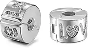 JewelrieShop 2 Pcs European Beads Stopper Clip Lock Beads Spacer Charm for Bracelet, Openable