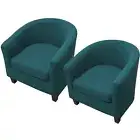 WOMACO 2 Pieces Club Chair Slipcover Printed Stretch Armchair Tub Round Barre...