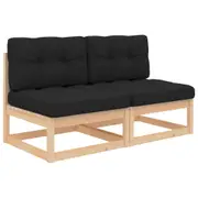 Garden Middle Sofas with Cushions 2 pcs Solid Pinewood vidaXL