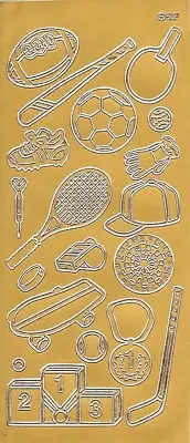 GOLD SPORTS EQUIPMENT THEME ADHESIVE FOILED PEEL OFFS - MULTIBUY DISCOUNTS