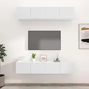 TV Cabinets Set White, Storage Stands, Entertainment Center, Living Room Furniture, Media Table, Bedroom Shelf, Engineered Wood - Televisor