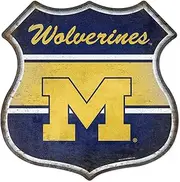 Rico Industries NCAA Michigan Wolverines Rustic 11.5" Home Decor Metal Route Sign