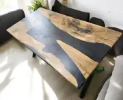 36"x60" Black Epoxy Resin Dining table Elegnat Console Bar Furniture Hallway Dec